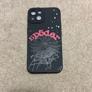 Black Phone Case with Pink and White Accents